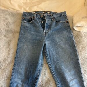 Classic High-Rise Button-Fly Blue Jeans